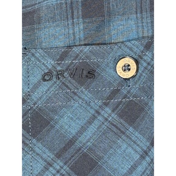 Orvis Blue Plaid Short Sleeve Button-Up Shirt M/M Polyester Mens Classic Collect - Picture 4 of 16
